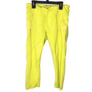 Athleta Aloha Yellow Stride Capri Size Medium